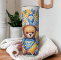 Down Syndrome Awareness Bear Tumbler 20oz With Reusable Straw, Can Be Personalized