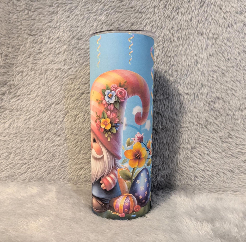 Easter Gnome Tumbler 20oz With Reusable Straw, Can Be Personalized