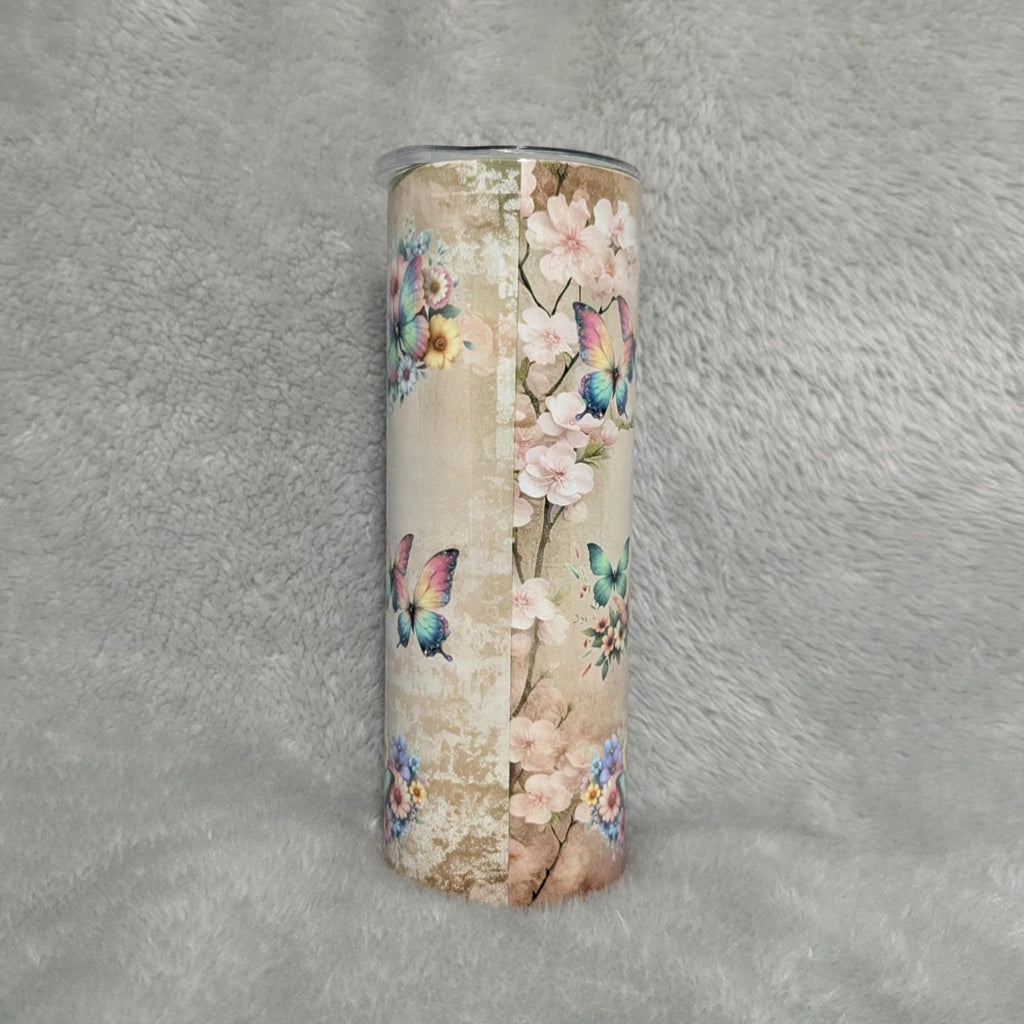 The Joy Of The Lord Tumbler With Pretty Butterflies, Bible Verse Nehemiah 8:10, 20oz With Reusable Straw