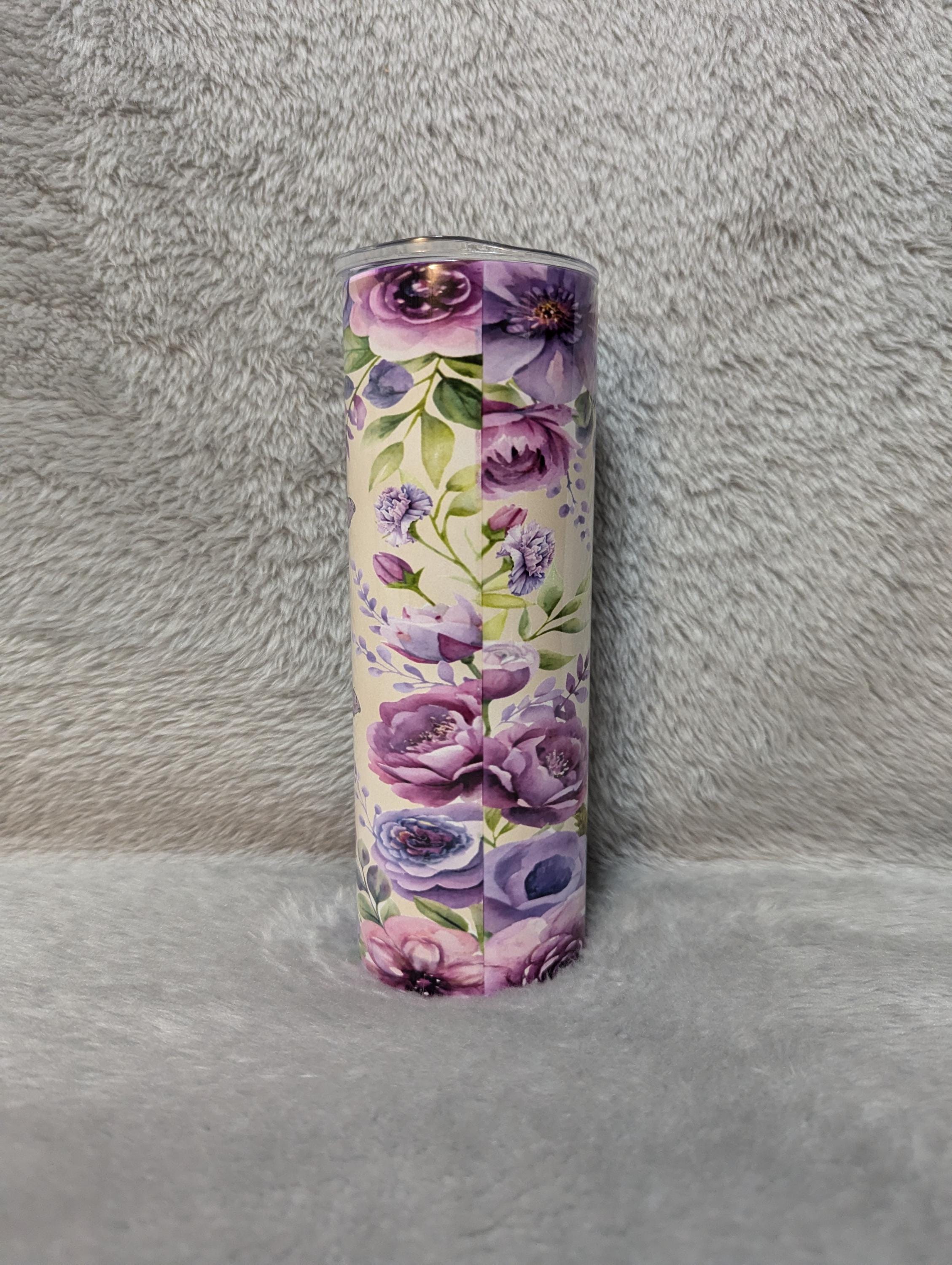 Floral Fox Tumbler 20oz With Reusable Straw, Can Be Personalized