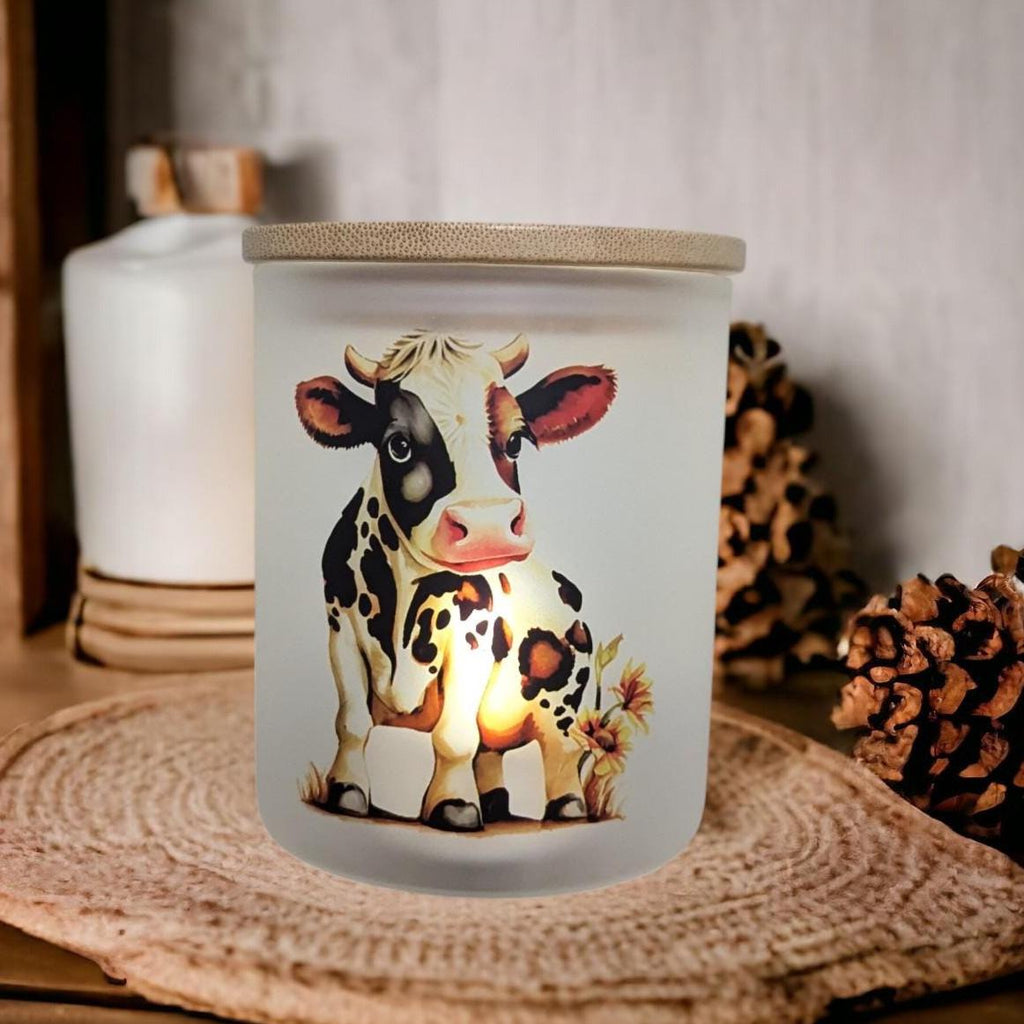 Cow Candle Holder With A Battery Operated Flickering Tea Light