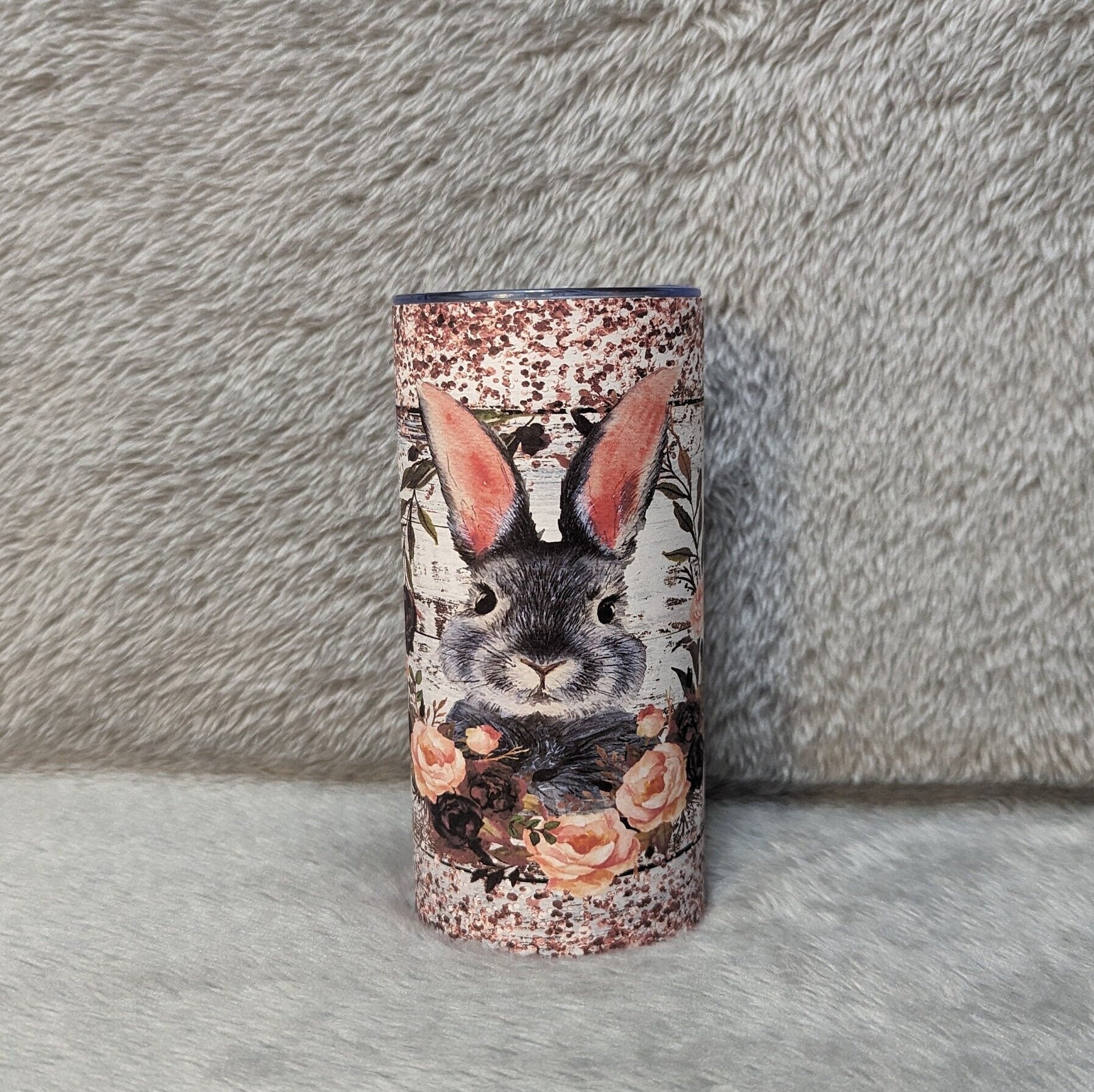 Kids Bunny Tumbler 15oz With Reusable Straw, Can Be Personalized