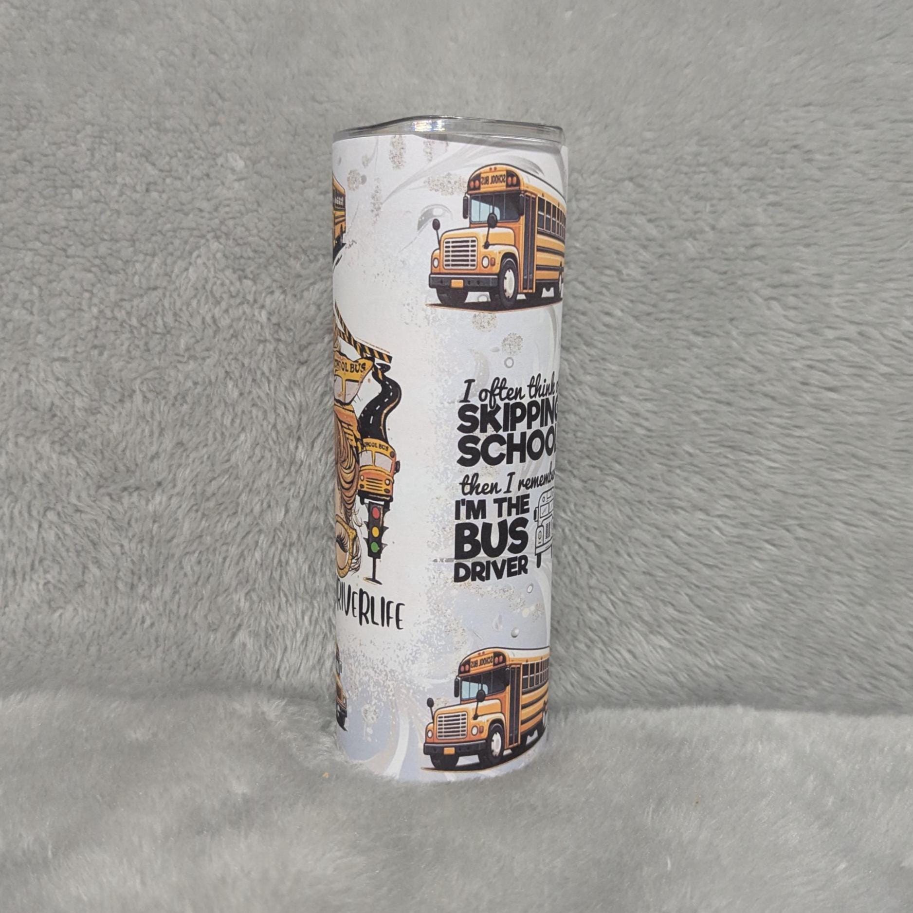 School Bus Driver Tumbler 20oz With Reusable Straw, Can Be Personalized