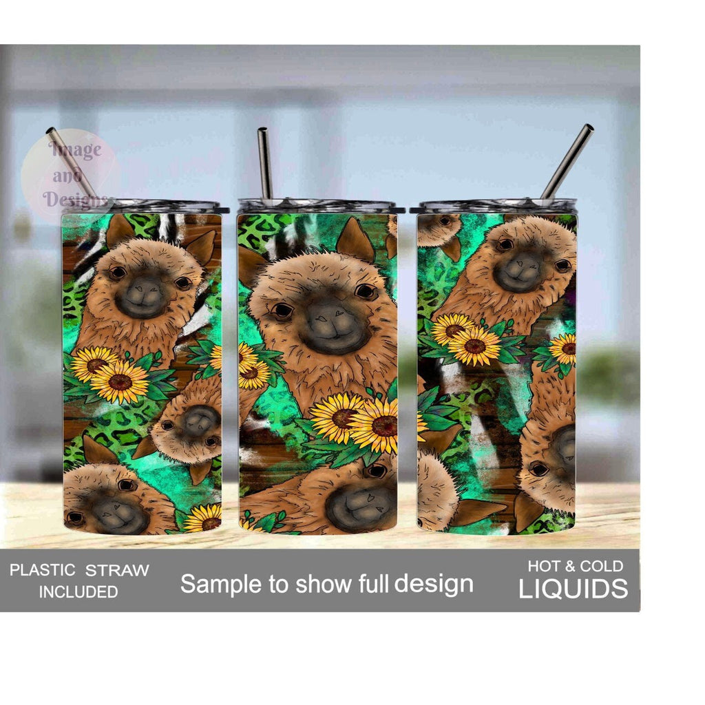 Llama Tumbler 15oz With Reusable Straw, Can Be Personalized