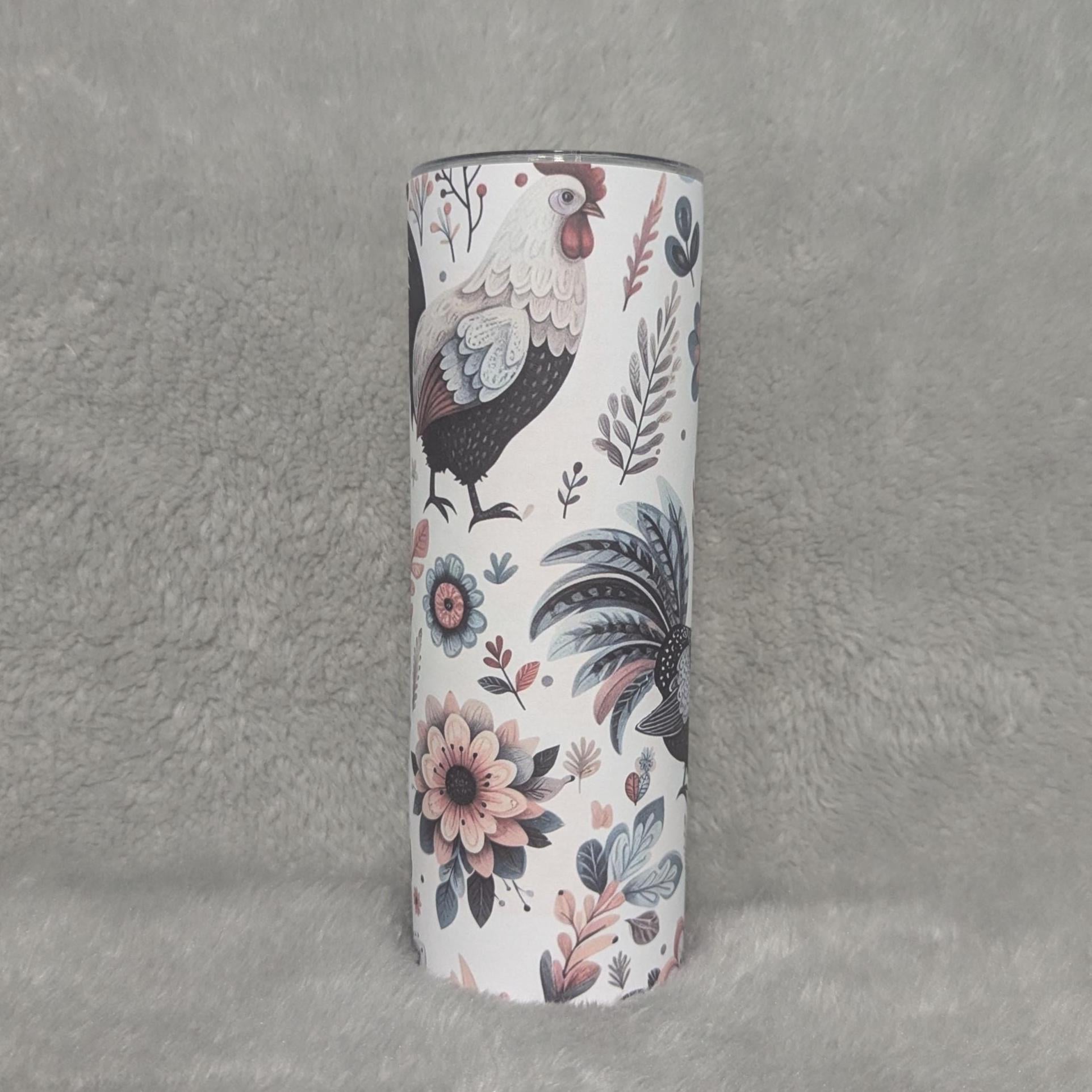 Country Chicken & Rooster Tumbler 20oz With Reusable Straw