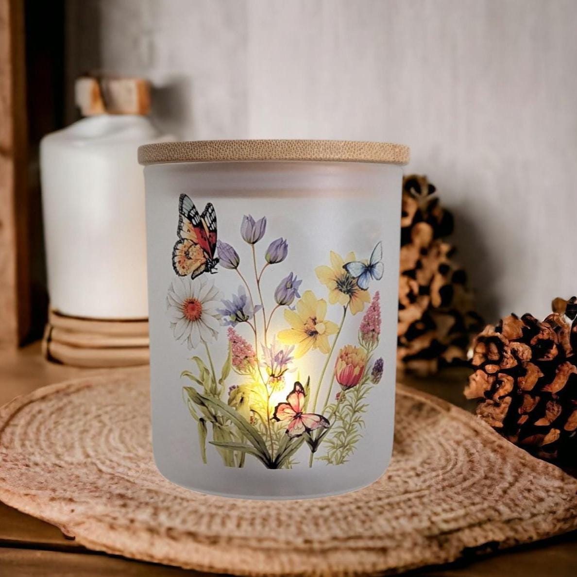 Butterfly Candle Holder With A Battery Operated Flickering Tea Light