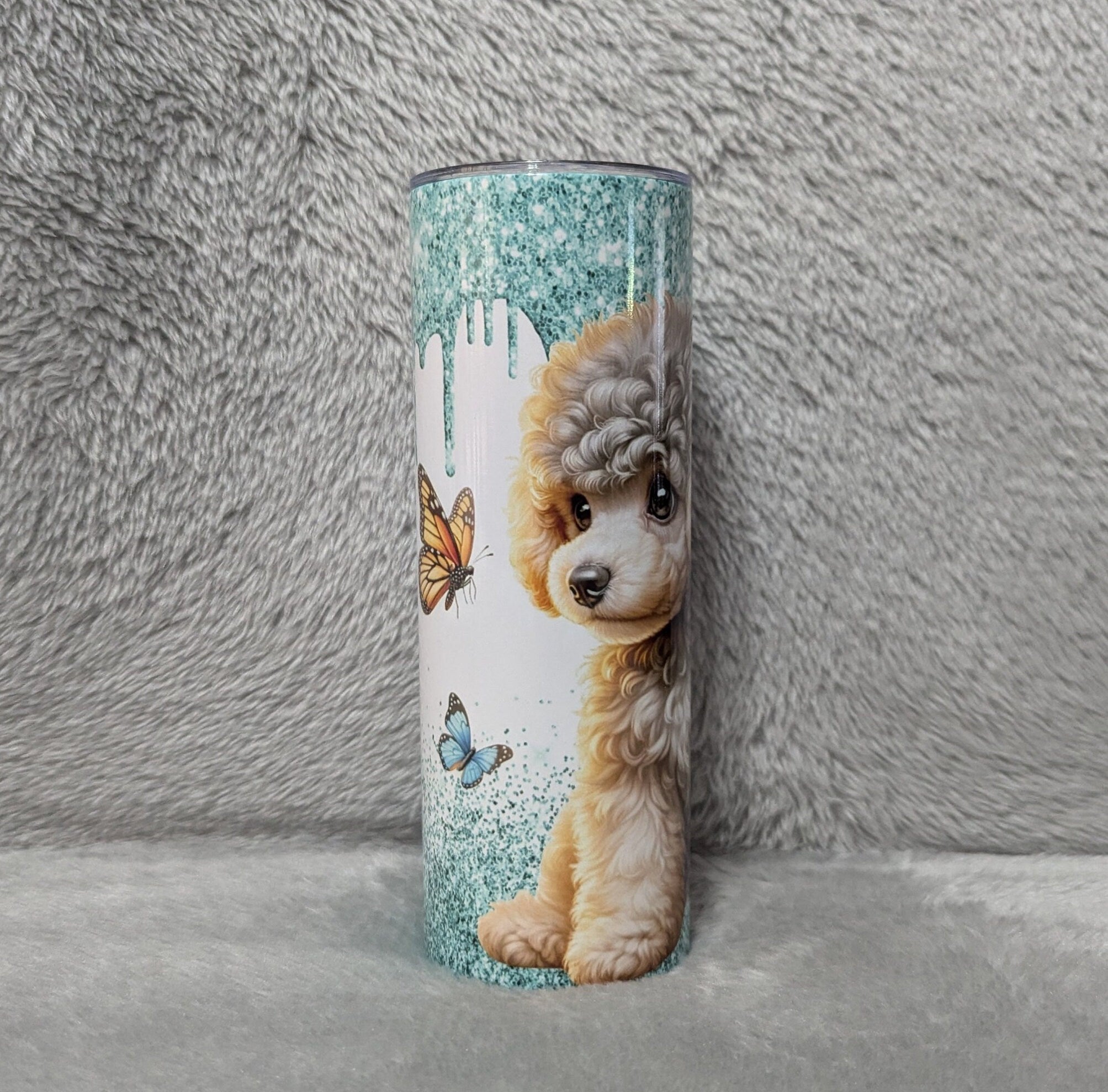Pretty Poodle Tumbler 20oz With Reusable Straw, Can Be Personalized