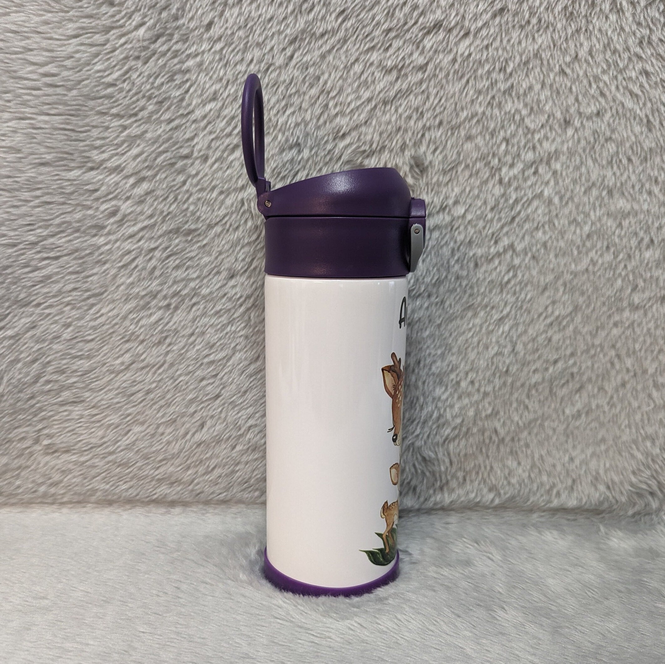 Kids Deer Water Bottle 12oz With Reusable Straw Can Be Personalized
