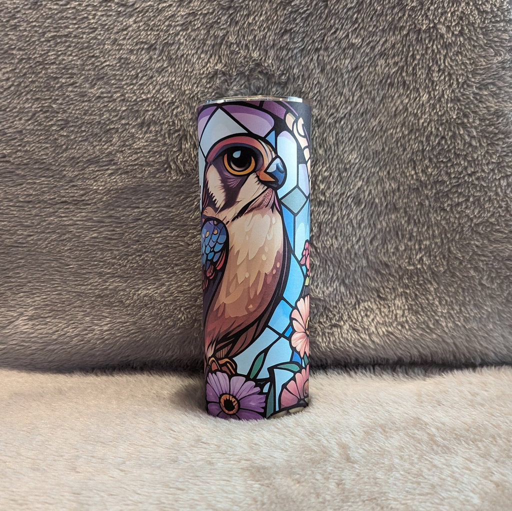 Falcon Tumbler With Stained Glass Design 20oz With Reusable Straw, Can Be Personalized