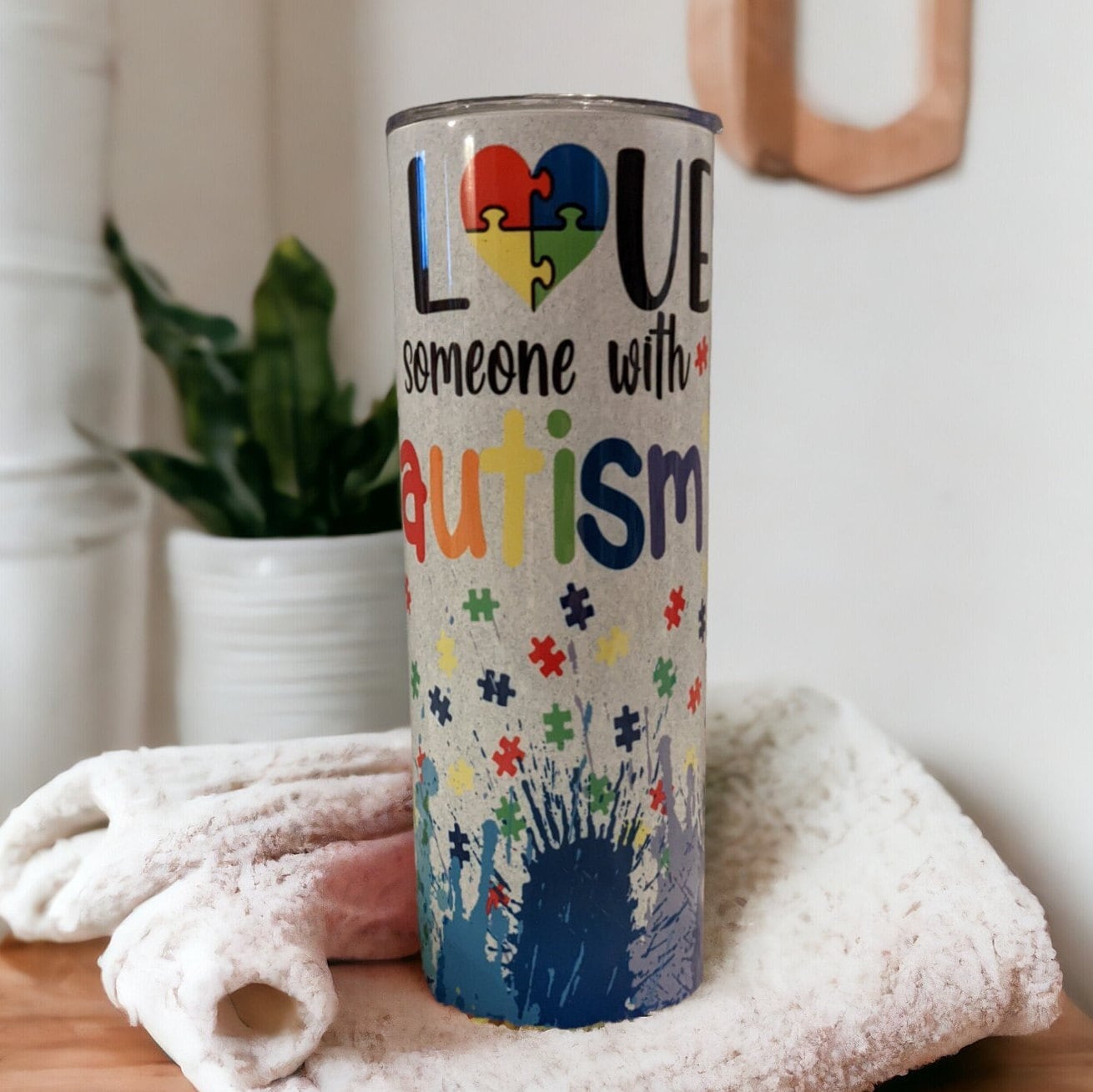 I Love Someone With Autism Tumbler 20oz With Reusable Straw