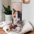 Kitten/Cat Tumbler 20oz With Reusable Straw, Can Be Personalized