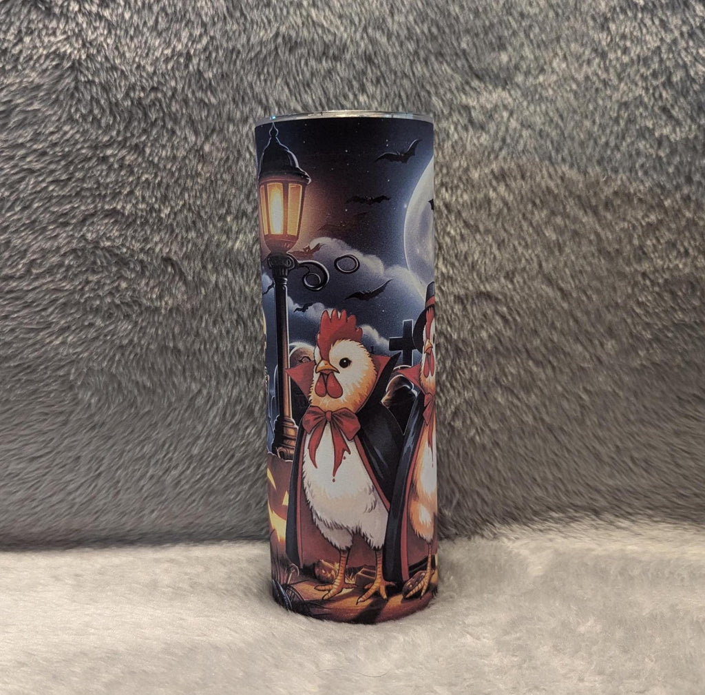 Halloween Chicken Tumbler 20oz With Reusable Straw, Can Be Personalized