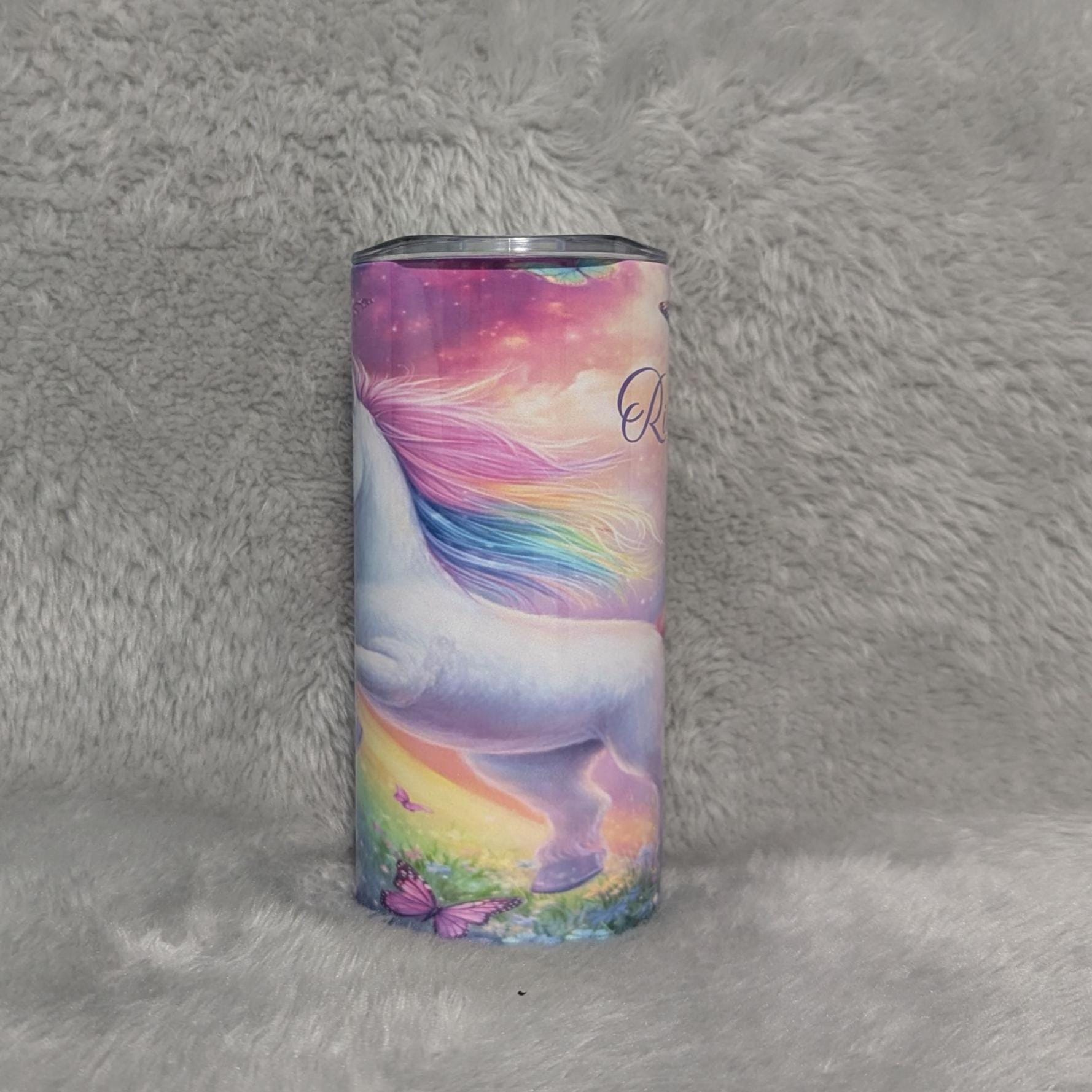 Kids Unicorn Tumbler 15oz With Reusable Straw, Can Be Personalized