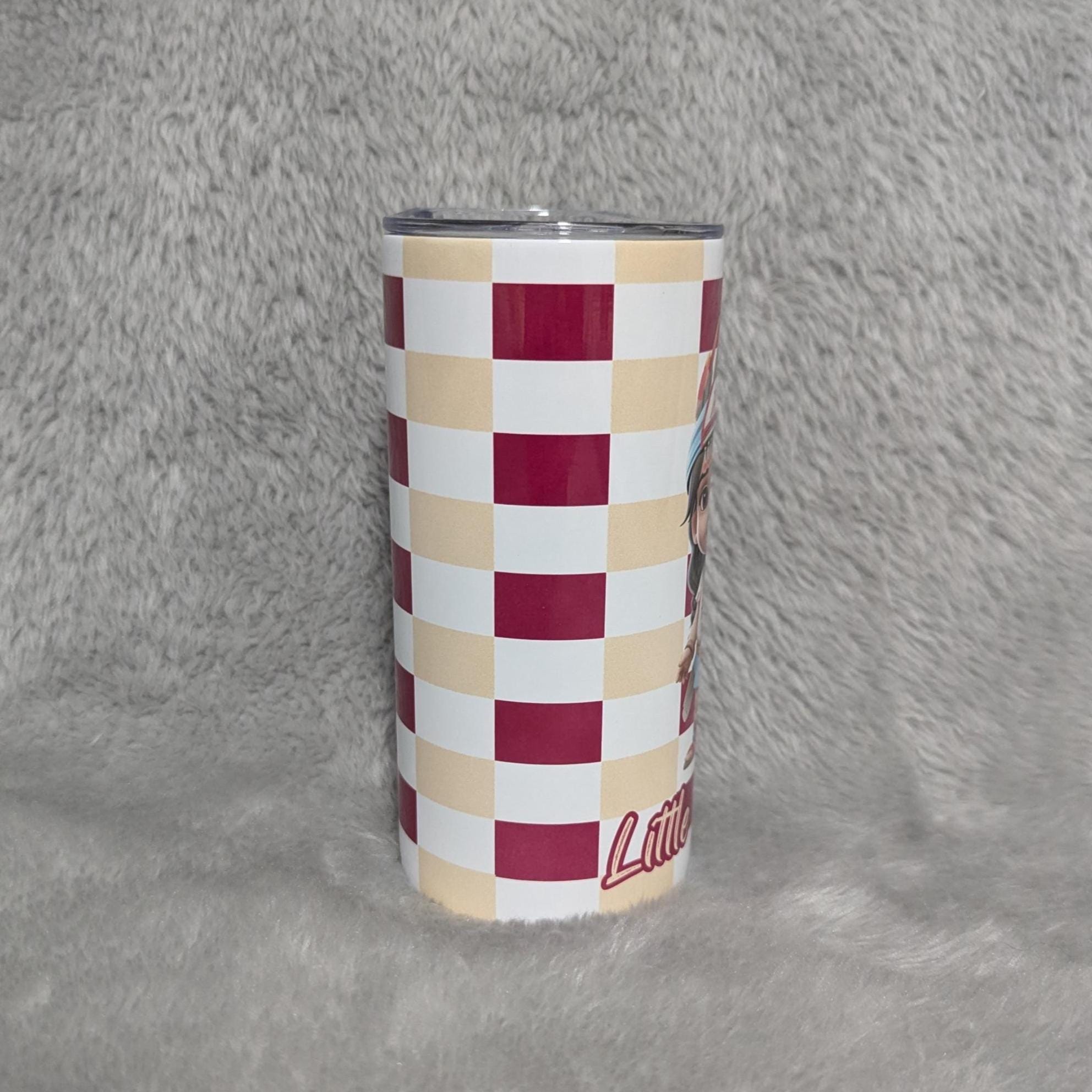 Kids Little Warrior Girl Tumbler 15oz With Reusable Straw, Can Be Personalized