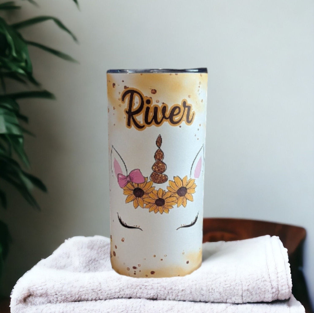 Kids Unicorn Tumbler 15oz With Reusable Straw, Can Be Personalized