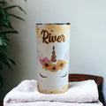 Kids Unicorn Tumbler 15oz With Reusable Straw, Can Be Personalized