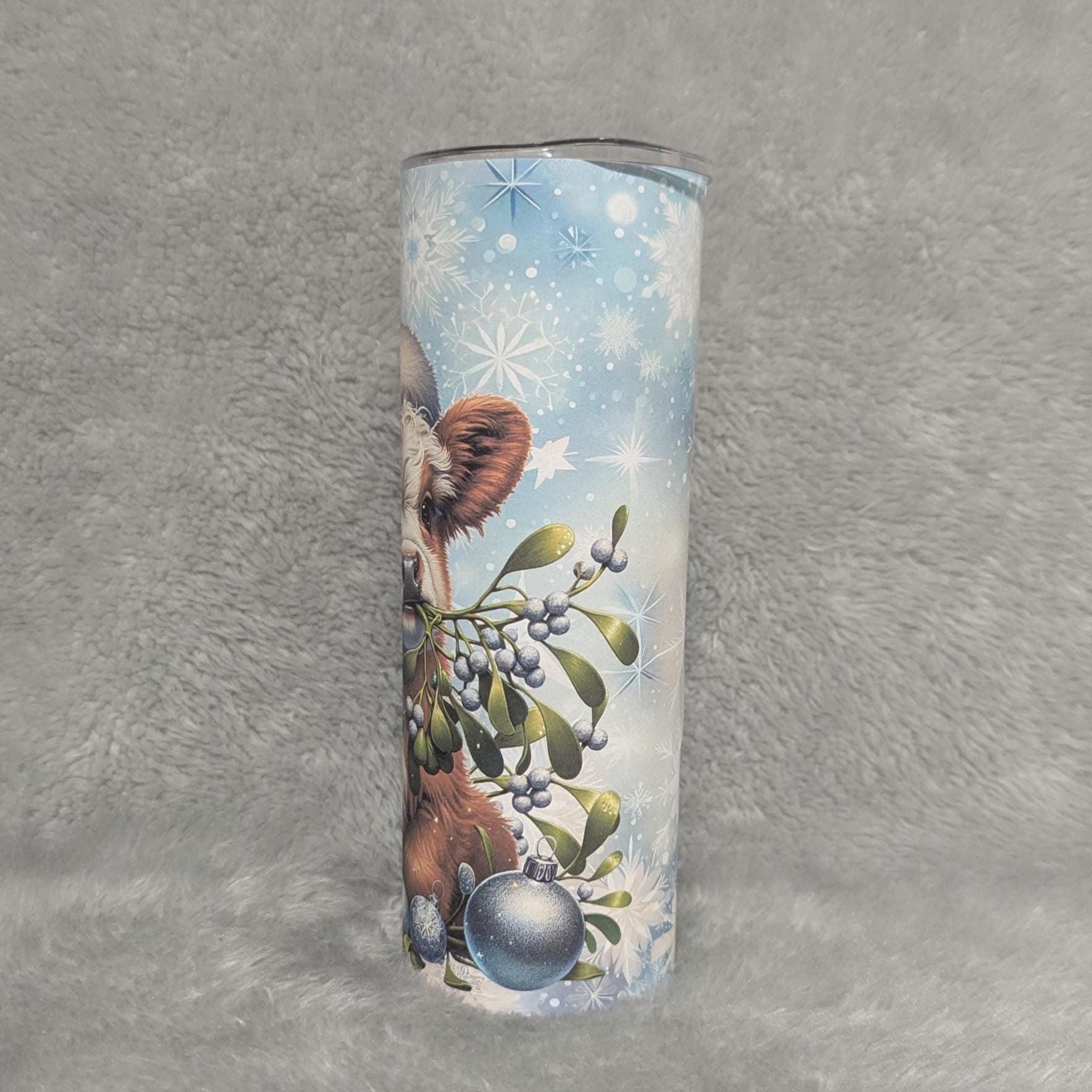 Christmas  - Winter Highland Cow Tumbler 20oz With Reusable Straw, Can Be Personalized