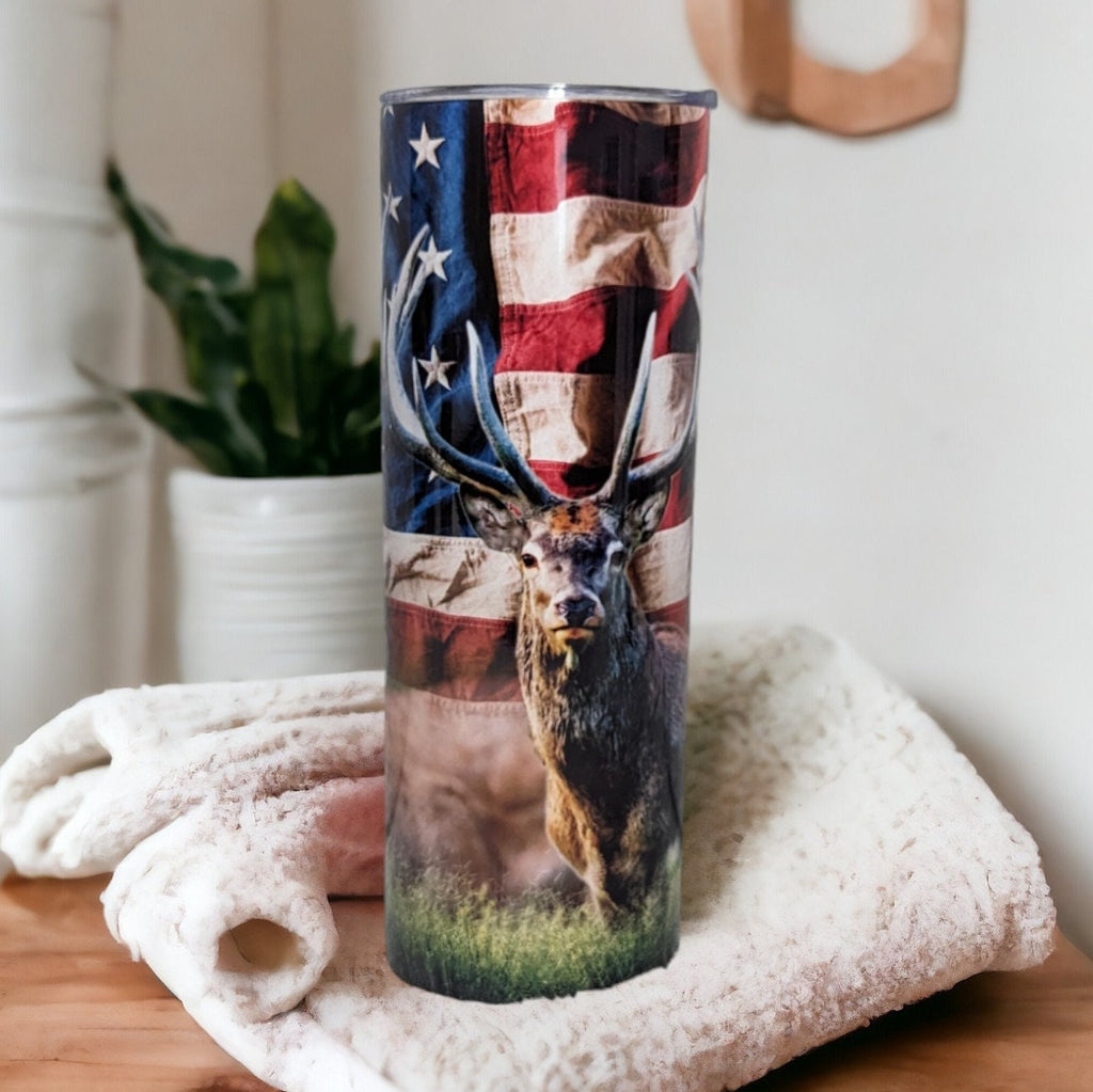 Deer Buck Tumbler 20oz With Reusable Straw, Can Be Personalized