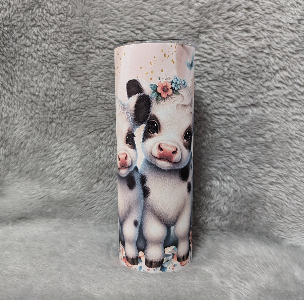 Cow Tumbler With Calf's 20oz With Reusable Straw, Can Be Personalized