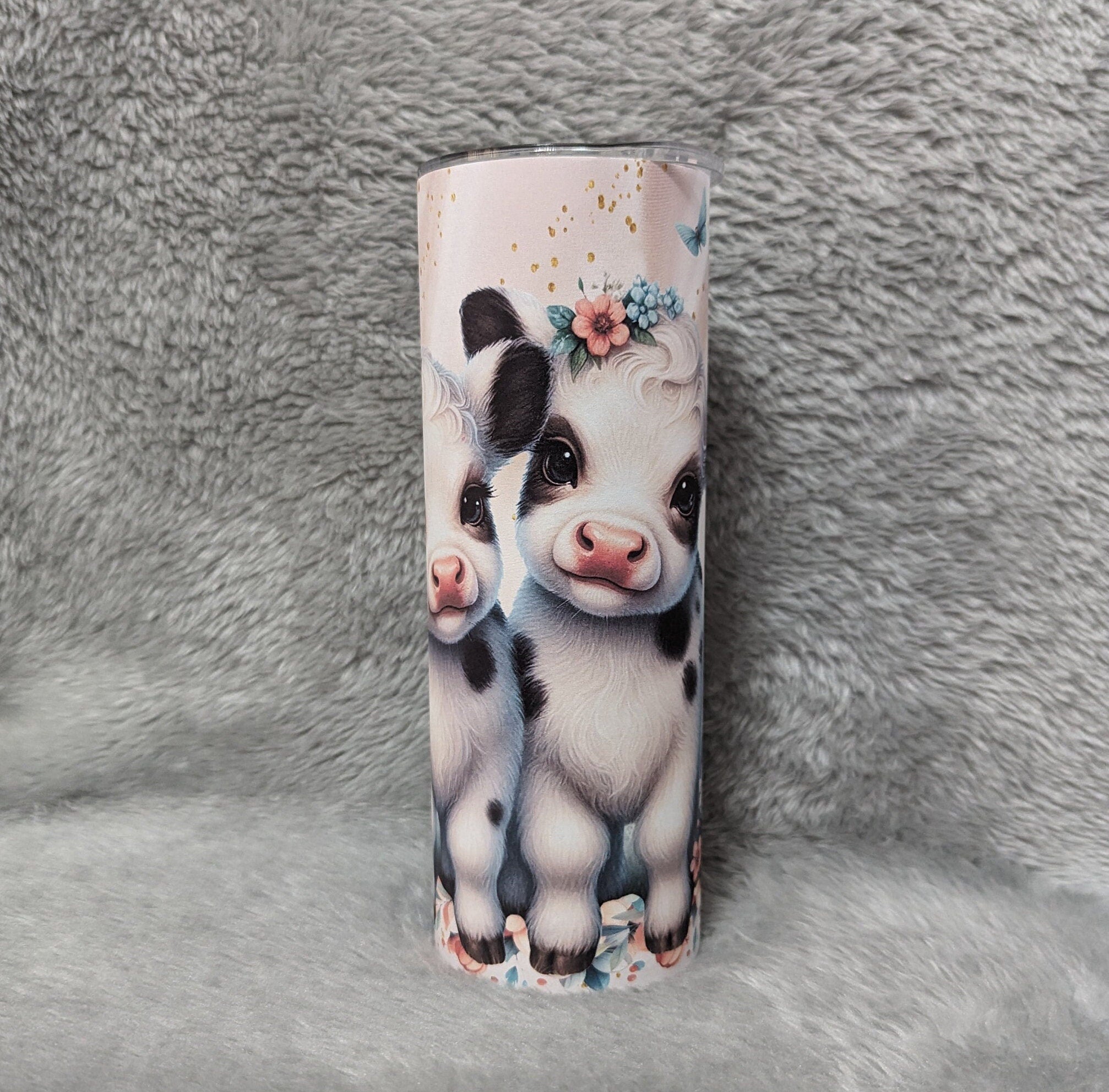 Cow Tumbler With Calf's 20oz With Reusable Straw, Can Be Personalized