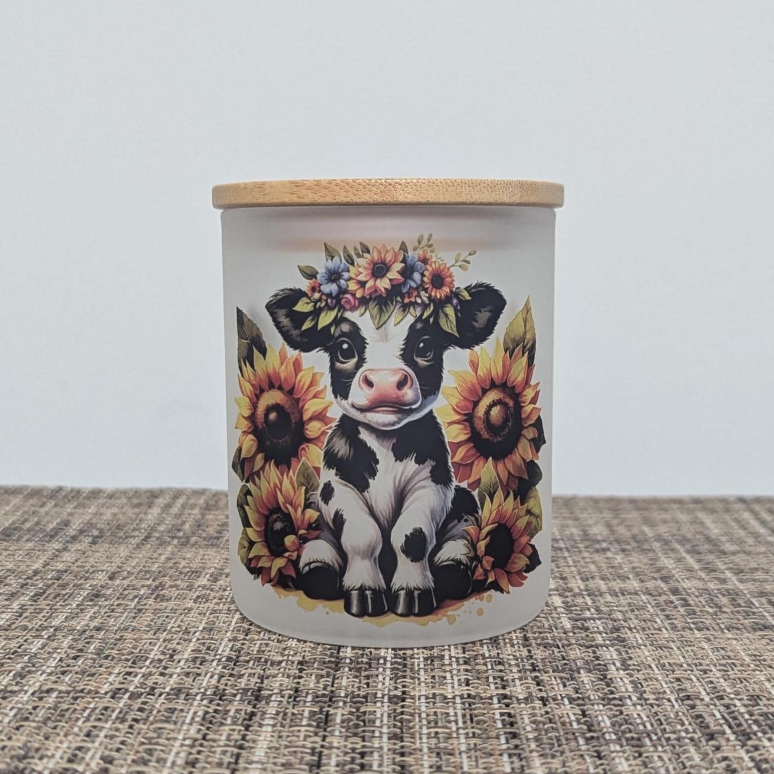 Cow With Sunflowers Candle Holder With A Battery Operated Flickering Tea Light