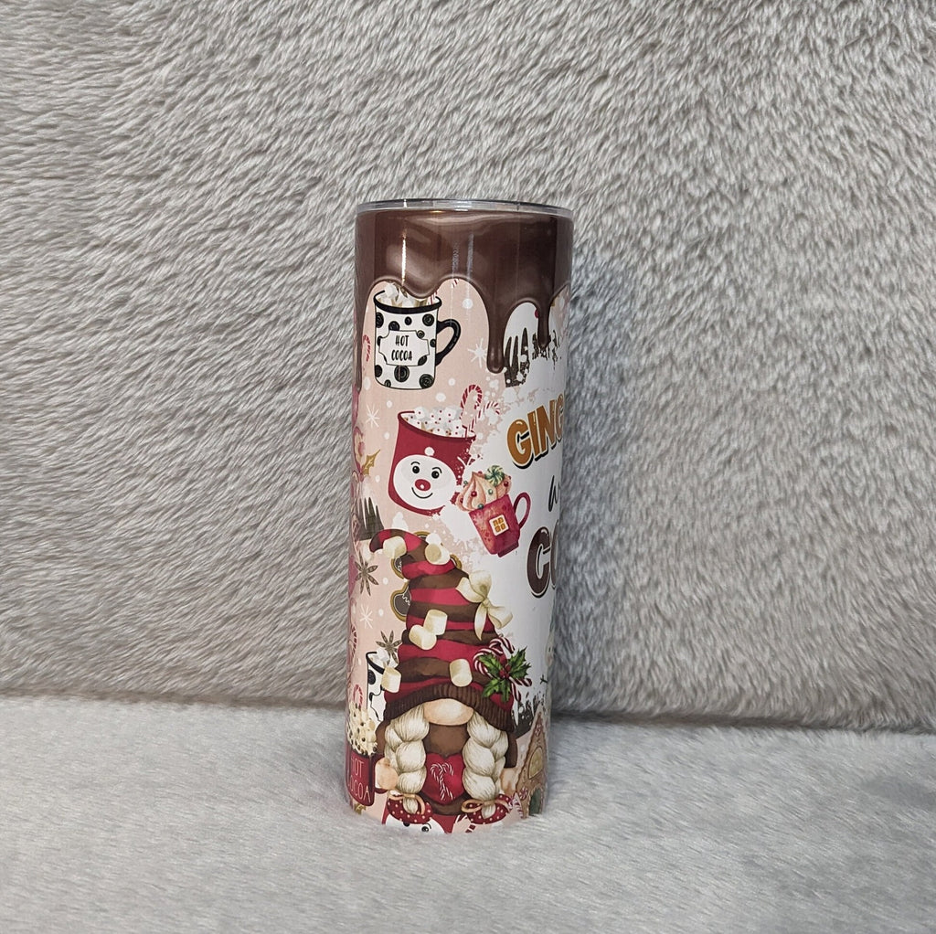 Gingerbread Gnomes Tumbler 20oz With Reusable Straw