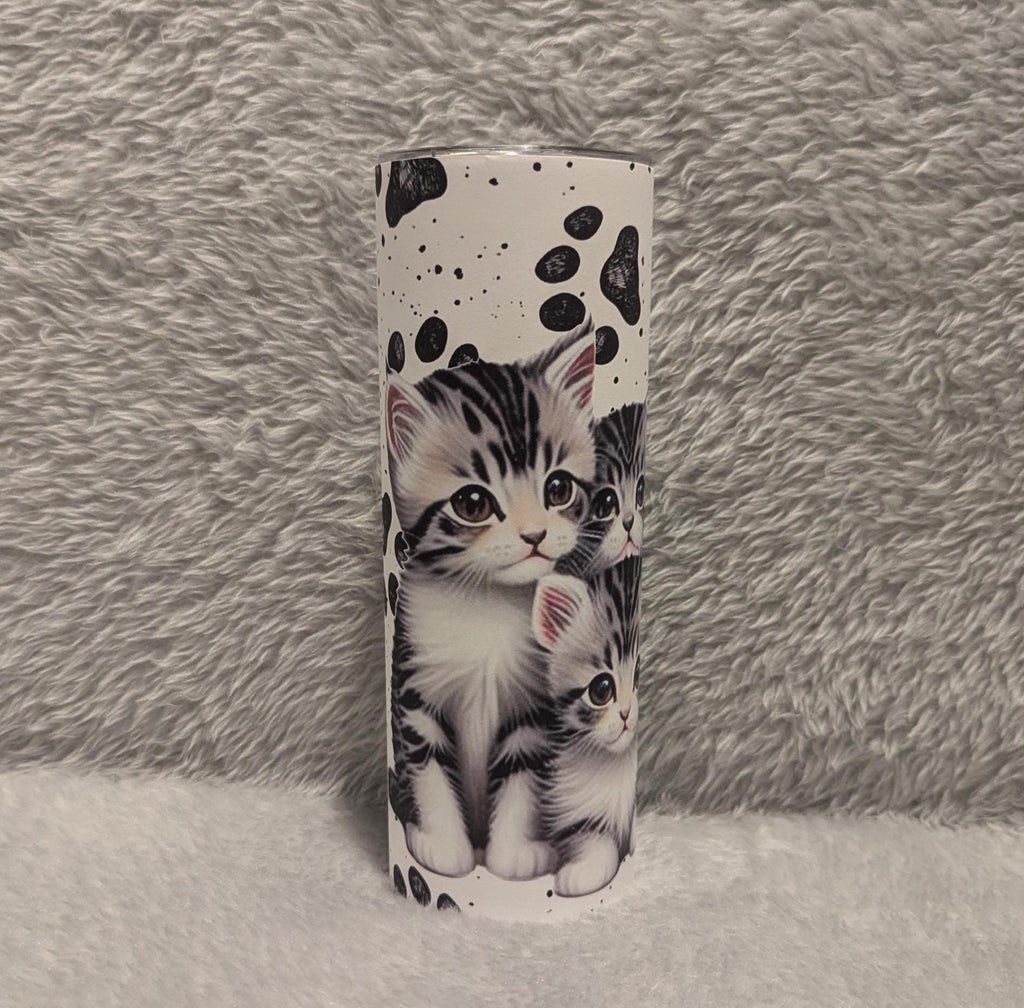 Cute Kitten Tumbler 20oz With Reusable Straw, Can Be Personalized