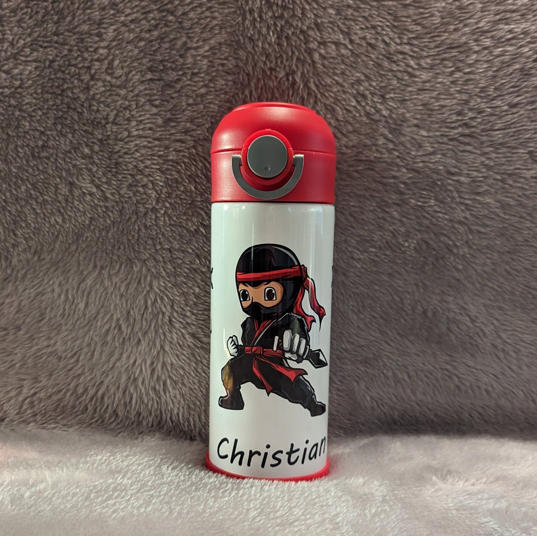 Ninja Water Bottle 12oz With Reusable Straw Can Be Personalized