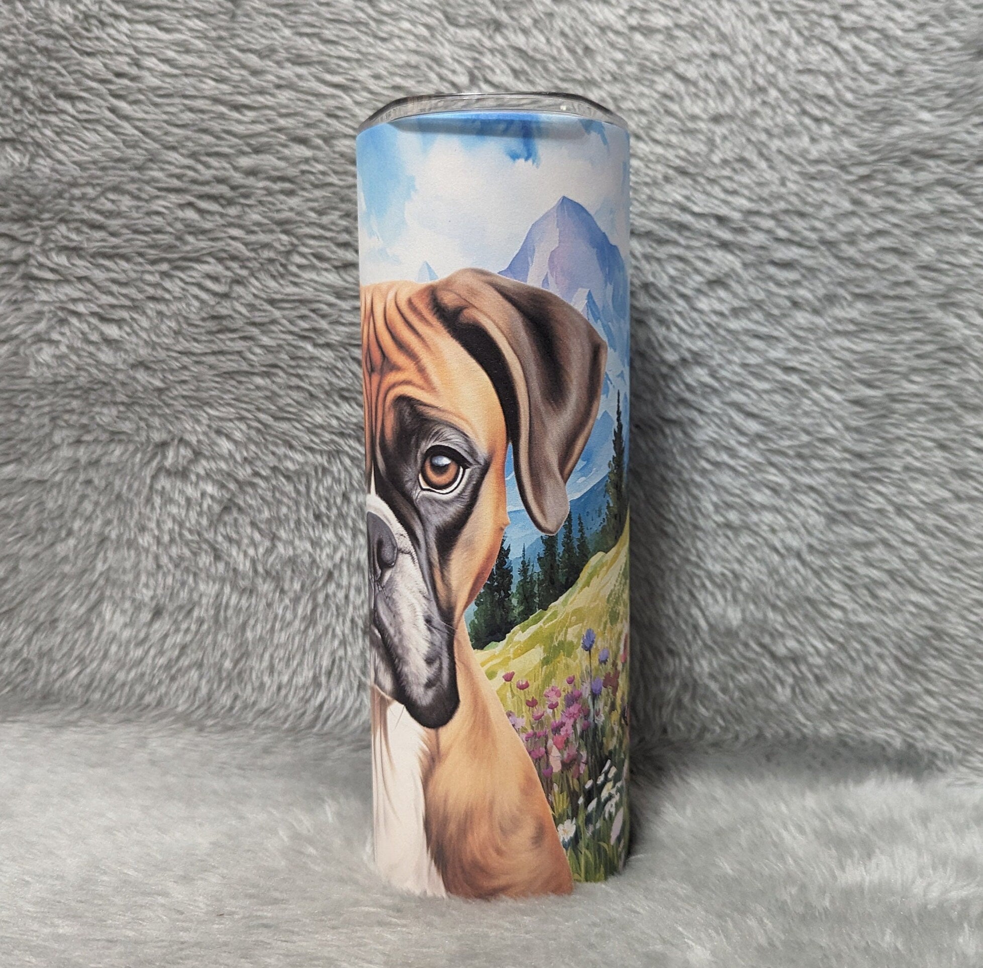 Adorable Boxer Dog Tumbler 20oz With Reusable Straw, Can Be Personalized