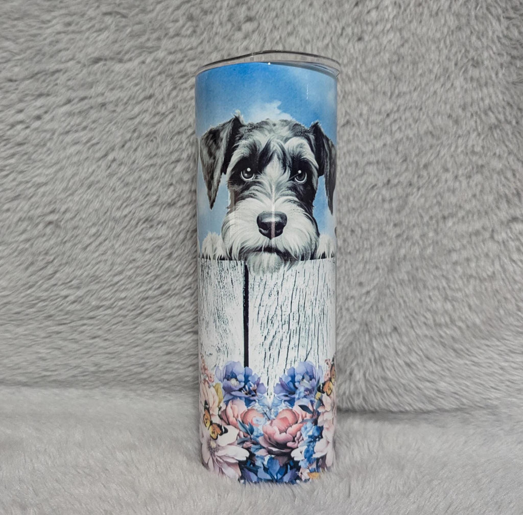 Adorable Schnauzer Tumbler 20oz With Reusable Straw, Can Be Personalized