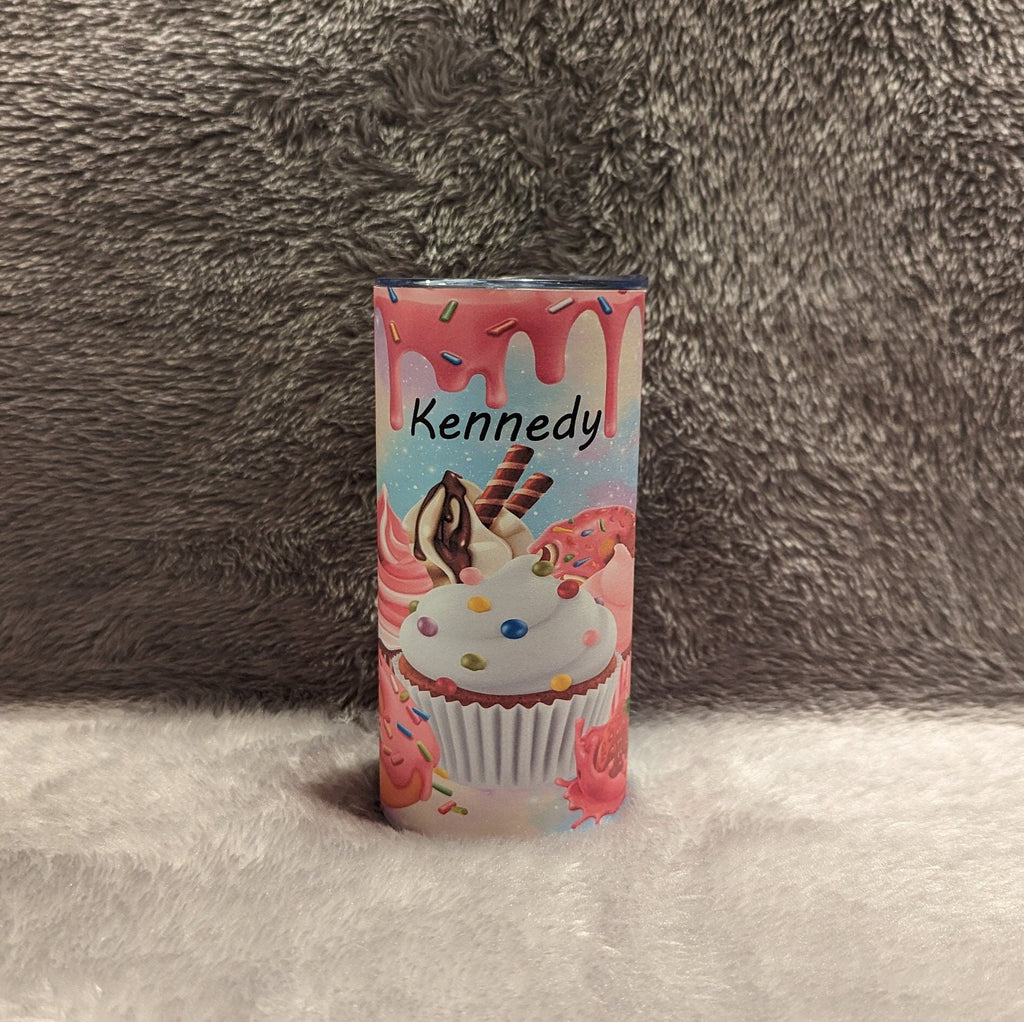Kids Cupcake Tumbler 15oz With Reusable Straw, Can Be Personalized