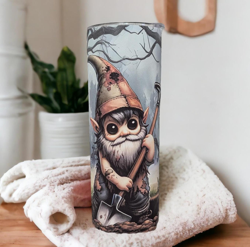 Zombie Gnome Tumbler 20oz With Reusable Straw, Can Be Personalized