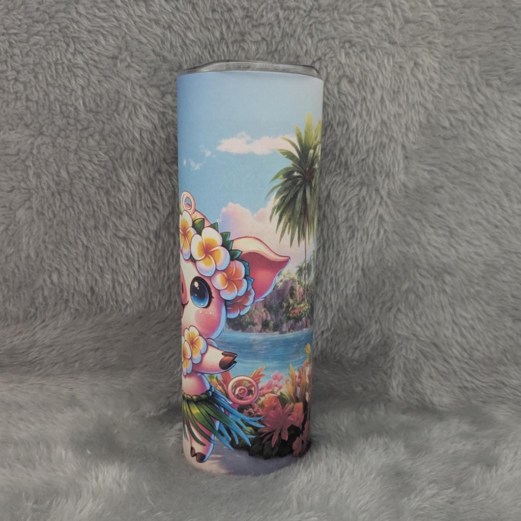 Fun Hula Pig Tumbler 20oz With Reusable Straw, Can Be Personalized