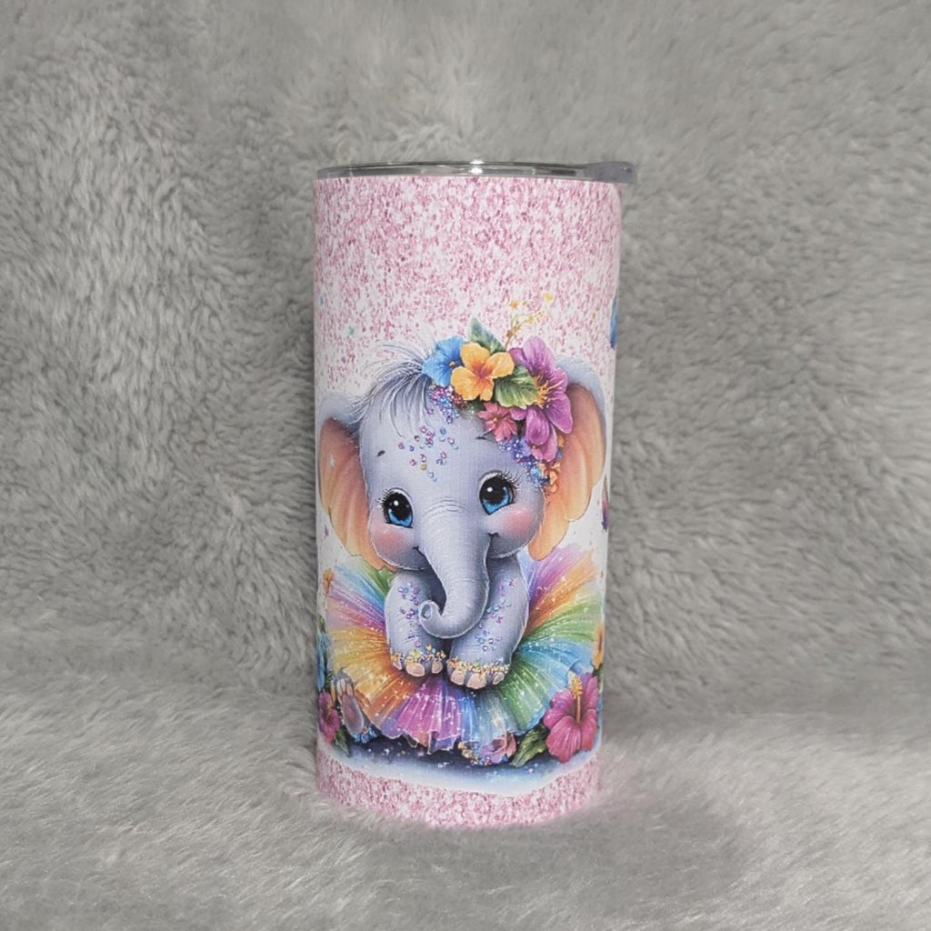 Kids Elephant Tumbler 15oz With Reusable Straw, Can Be Personalized