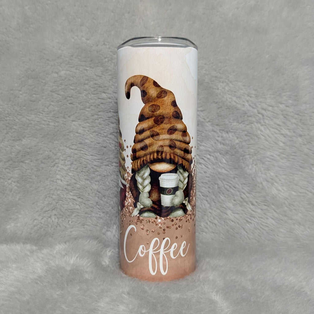 But First Coffee Gnomes Tumbler 20oz With Reusable Straw, Can Be Personalized