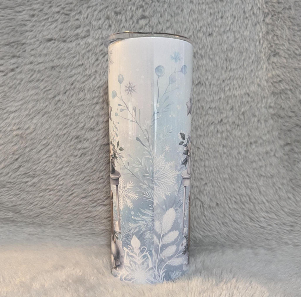 Winter Highland Cow Tumbler 20oz With Reusable Straw, Can Be Personalized