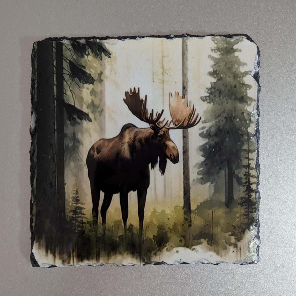 Slate Moose Picture With Display Legs