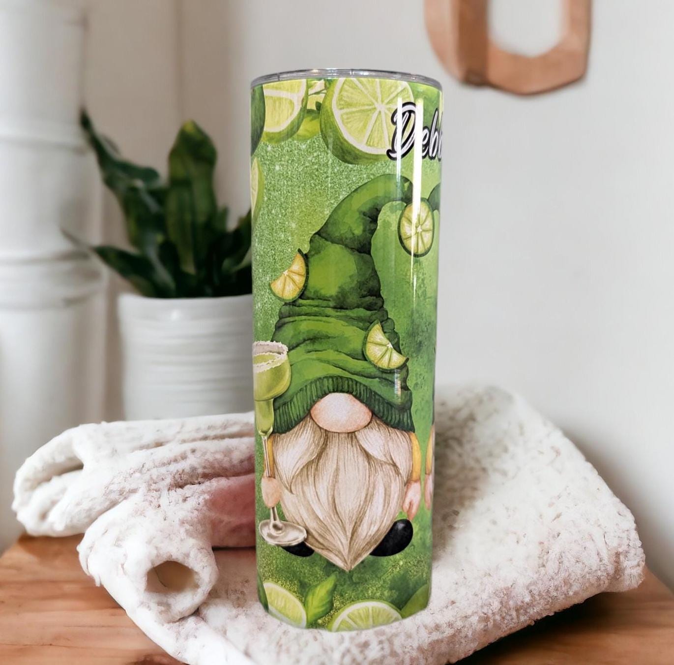 Margarita Gnome Tumbler 20oz With Reusable Straw, Can Be Personalized