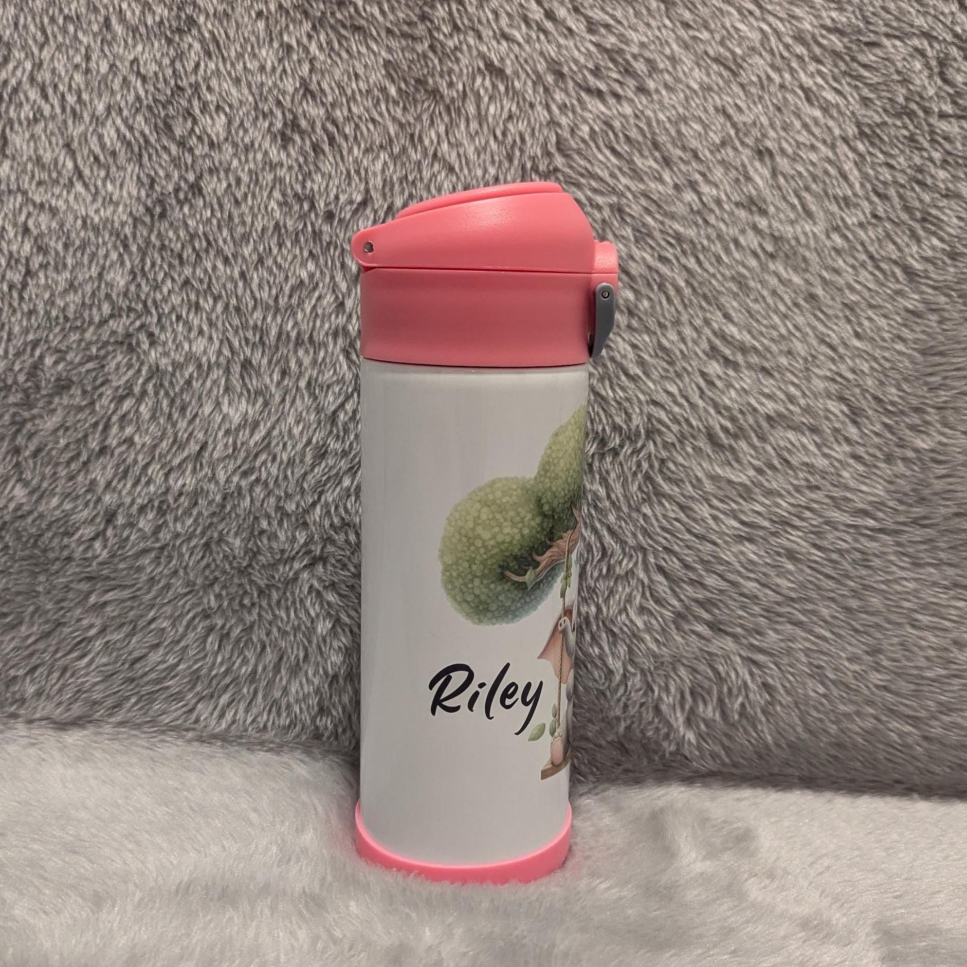 Kids Elephant Water Bottle 12oz With Reusable Straw Can Be Personalized