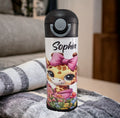 Girl Giraffe Water Bottle 12oz With Reusable Straw Can Be Personalized
