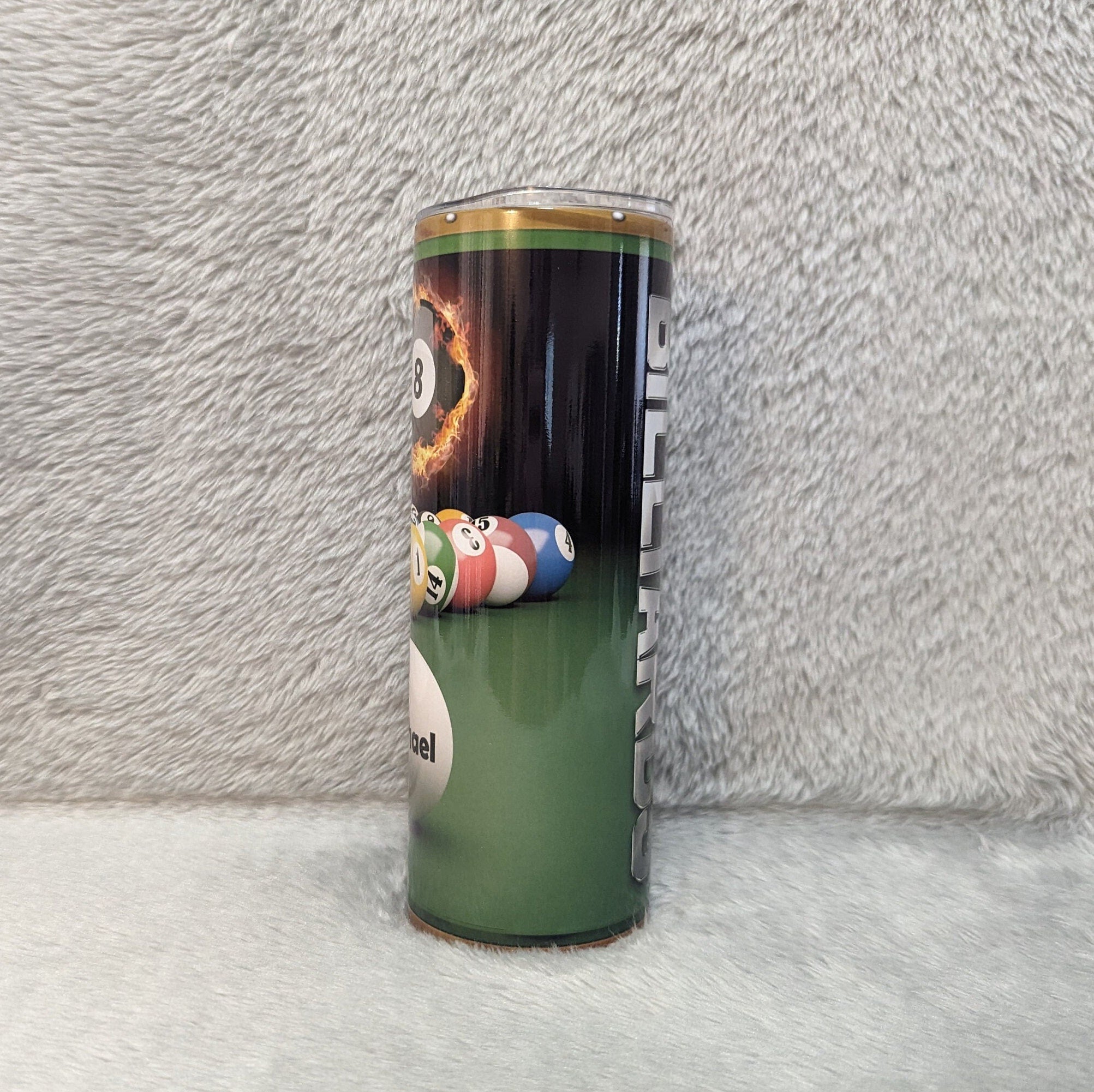 Pool Ball Billiards Tumbler 20oz With Reusable Straw, Can Be Personalized