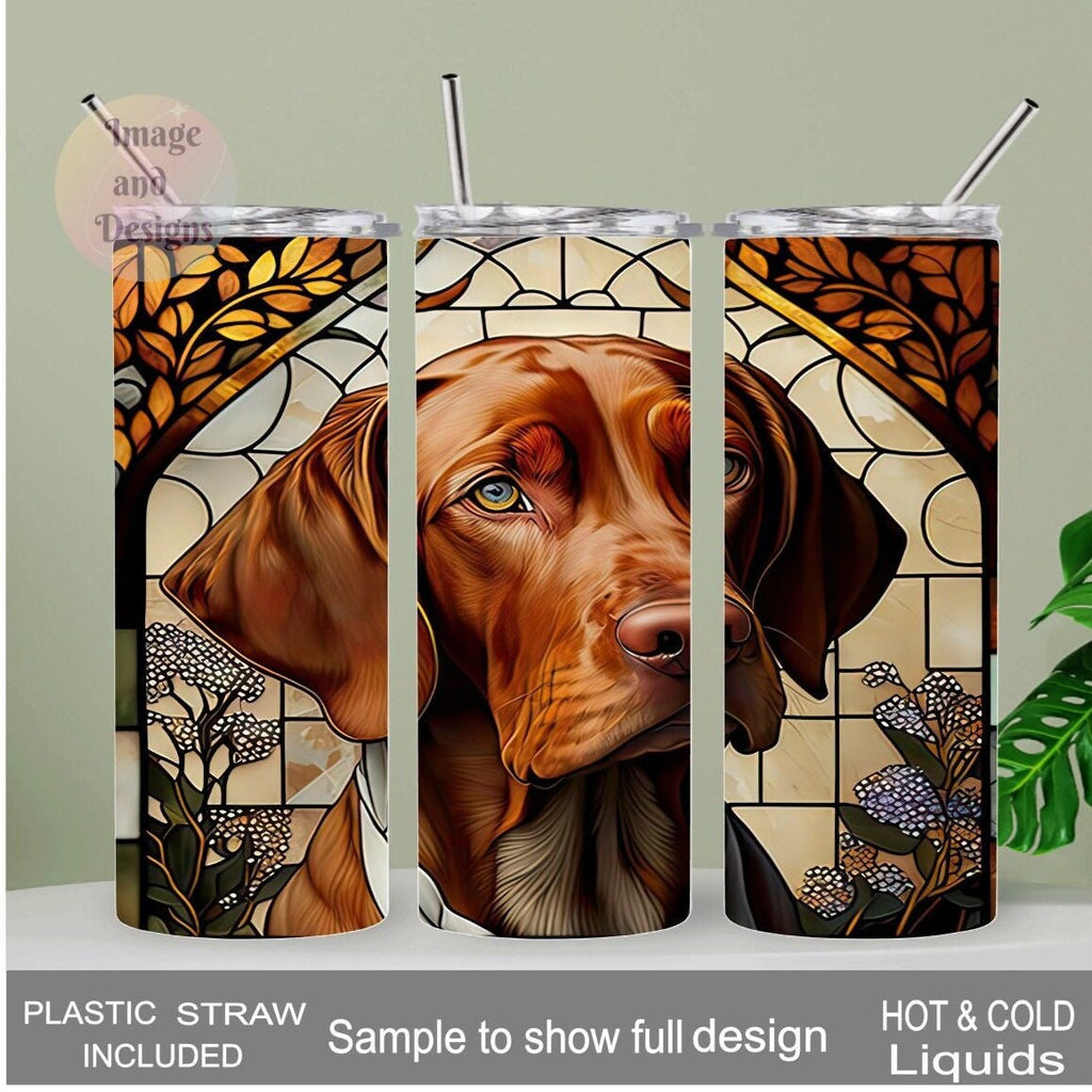 Vizsla Dog Tumbler 20oz With Reusable Straw, Can Be Personalized