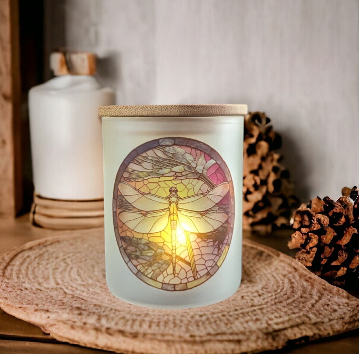 Dragonfly Candle Holder With A Battery Operated Flickering Tea Light