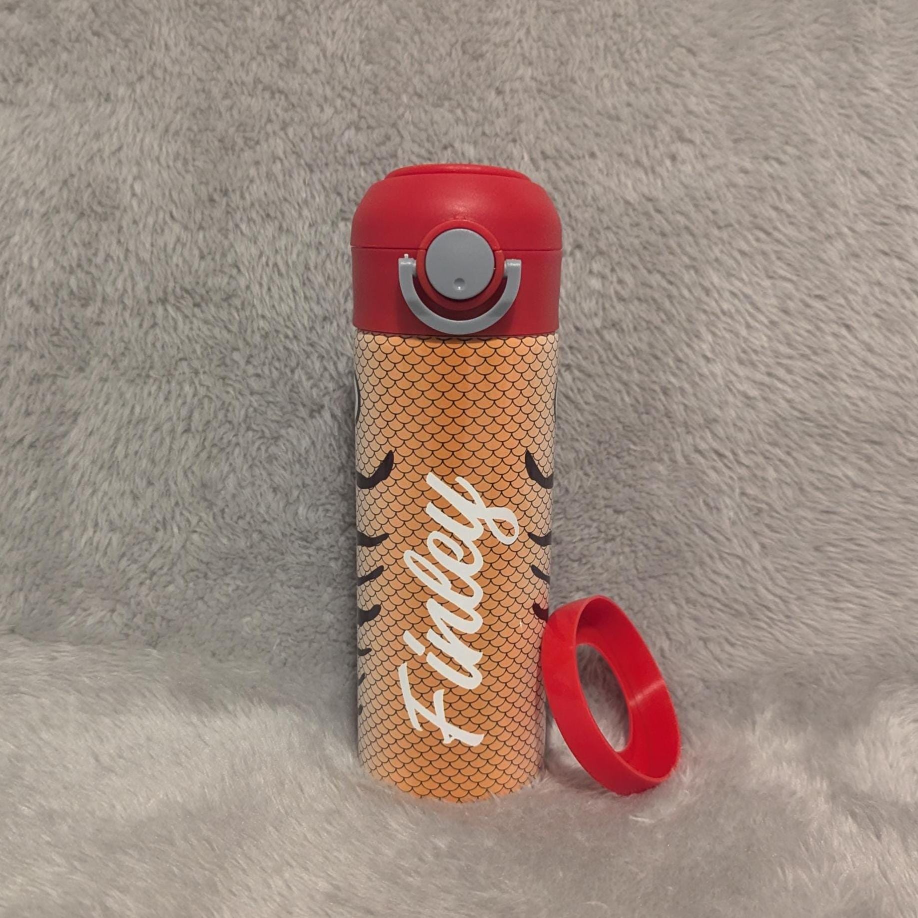 Kids Fishing Lure Water Bottle 12oz With Reusable Straw Can Be Personalized