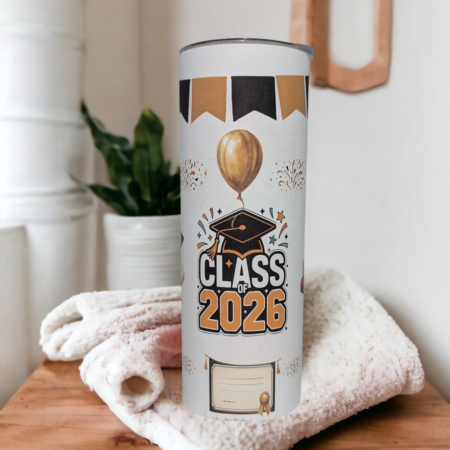 Class of 2026 Graduation Tumbler with Reusable Straw