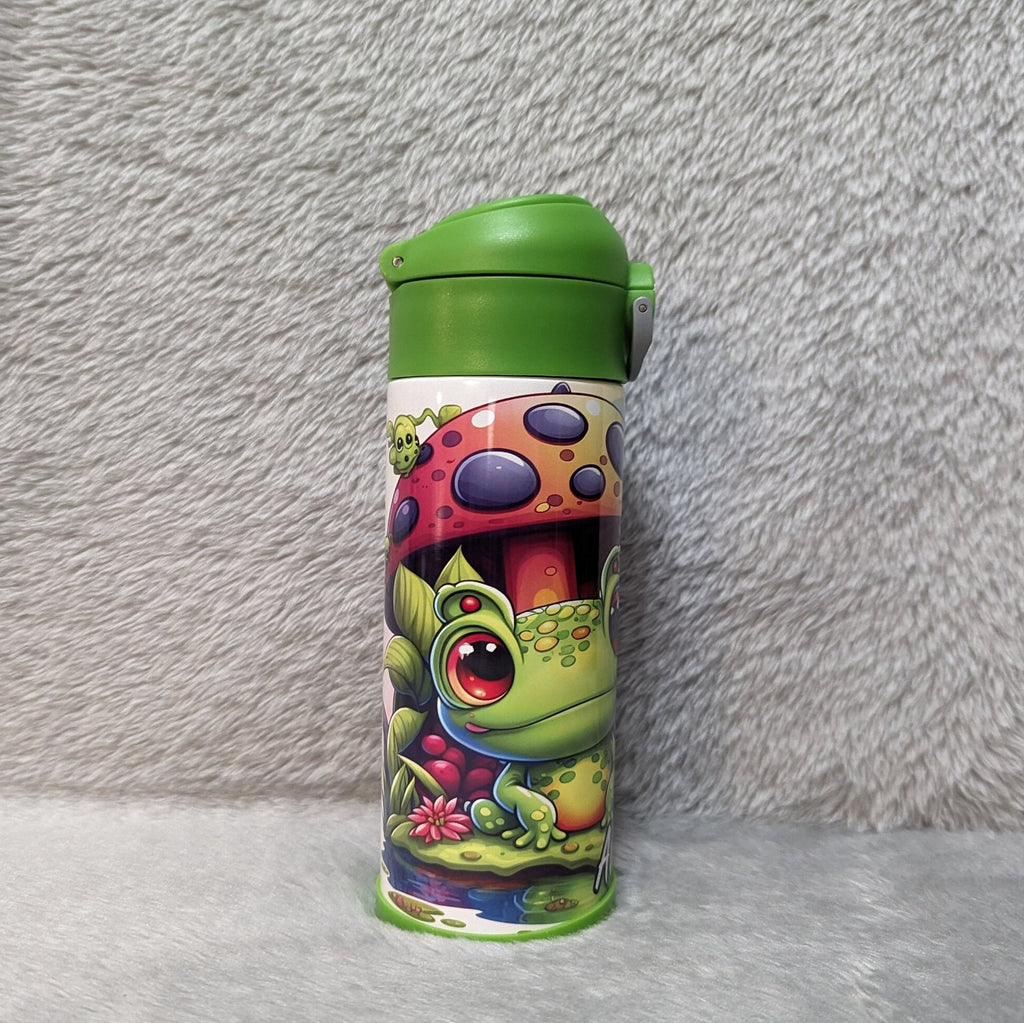 Kids Frog Water Bottle 12oz With Reusable Straw Can Be Personalized