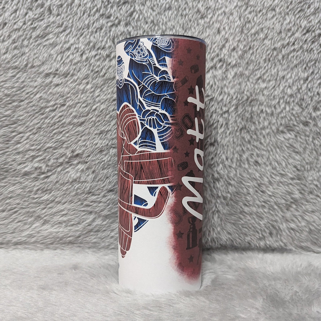 Hockey Tumbler 20oz With Reusable Straw, Can Be Personalized