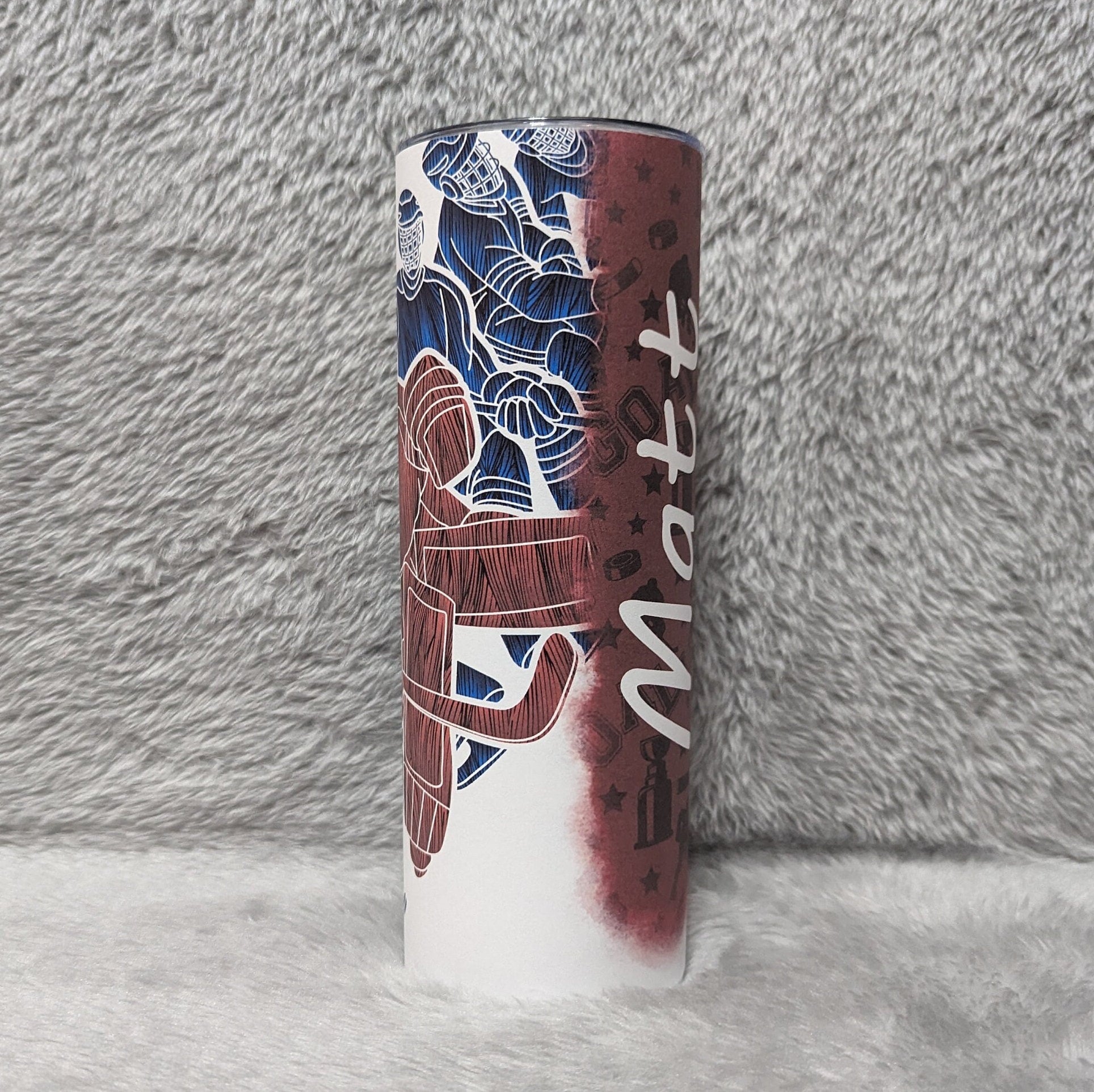Hockey Tumbler 20oz With Reusable Straw, Can Be Personalized