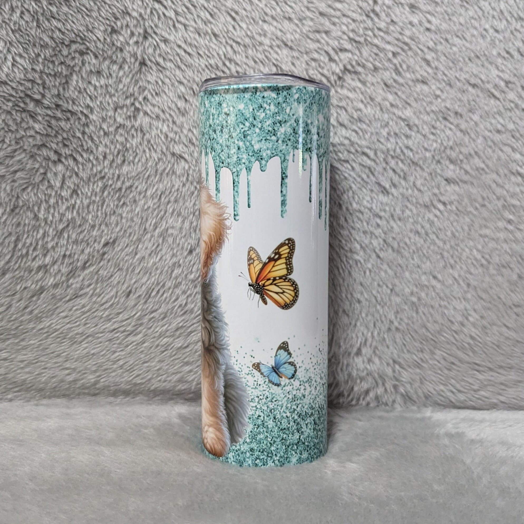 Pretty Poodle Tumbler 20oz With Reusable Straw, Can Be Personalized