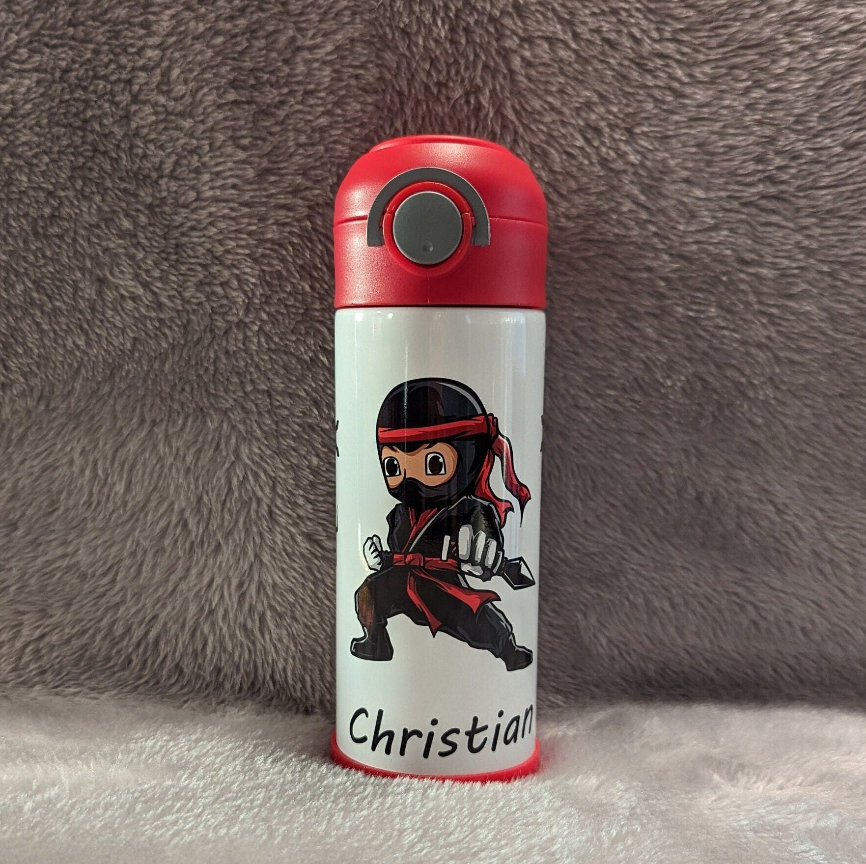 Ninja Water Bottle 12oz With Reusable Straw Can Be Personalized